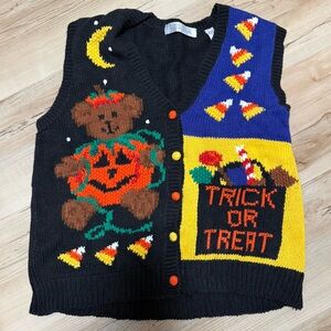 Vintage knit Halloween Trick or Treat vest